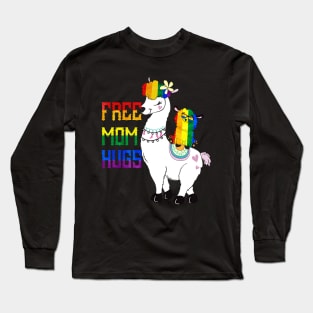 Llama Mom Free Mom Hugs Tshirt Rainbow Heart LGBT Pride Month Long Sleeve T-Shirt